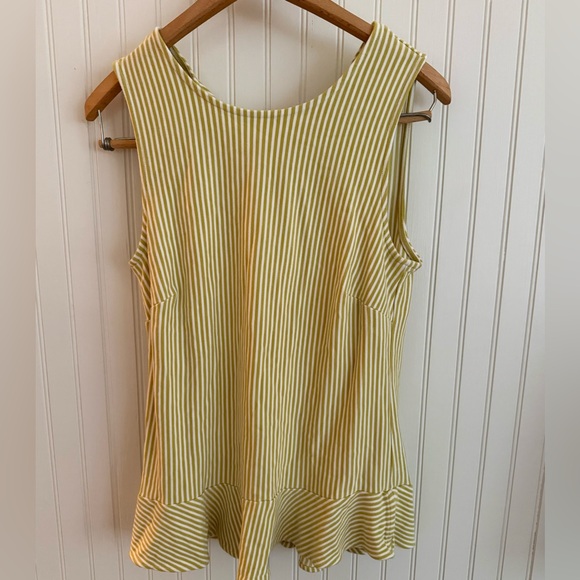 Ann Taylor Factory Tops - Ann Taylor Green Striped Tank Top Size Small